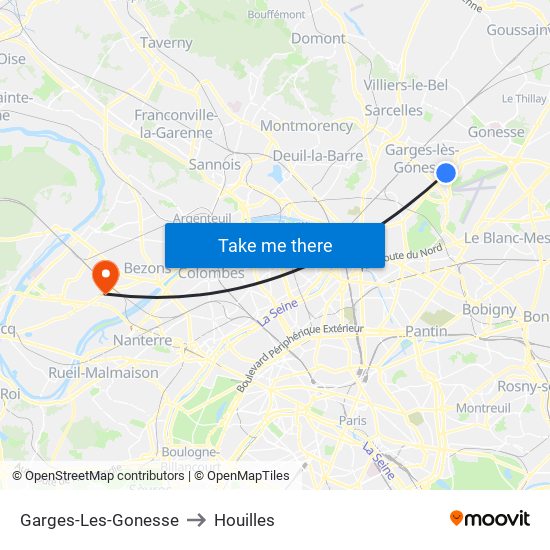 Garges-Les-Gonesse to Houilles map