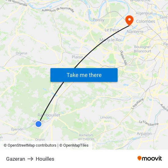 Gazeran to Houilles map