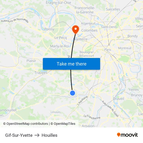 Gif-Sur-Yvette to Houilles map