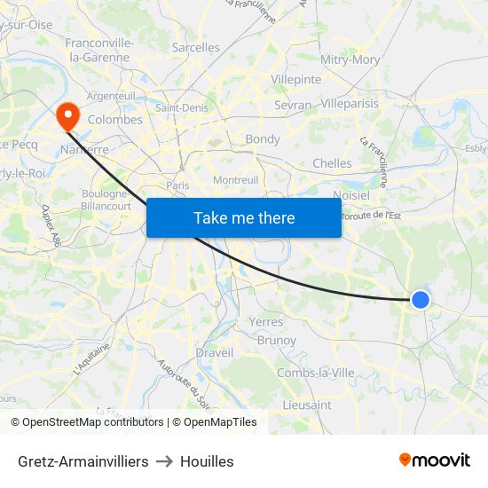 Gretz-Armainvilliers to Houilles map