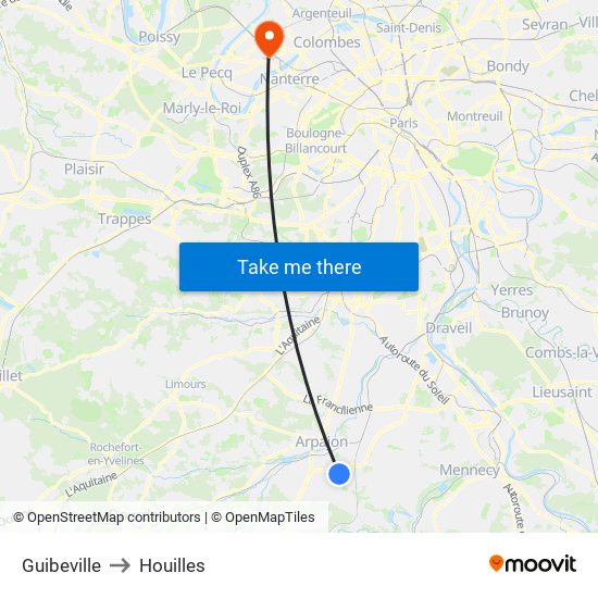 Guibeville to Houilles map