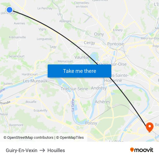Guiry-En-Vexin to Houilles map
