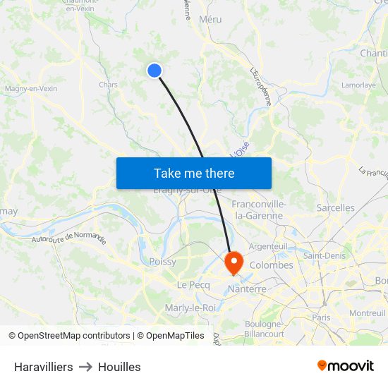 Haravilliers to Houilles map