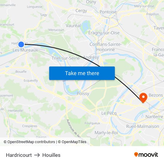 Hardricourt to Houilles map