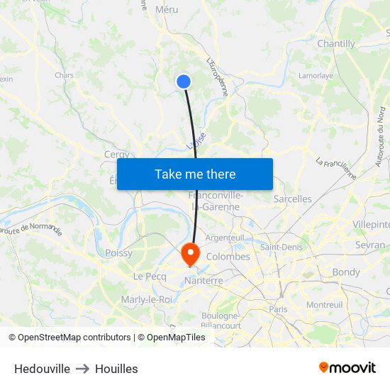 Hedouville to Houilles map