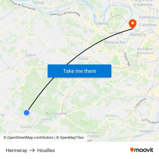 Hermeray to Houilles map