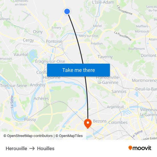 Herouville to Houilles map