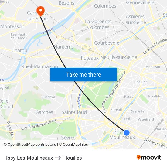 Issy-Les-Moulineaux to Houilles map