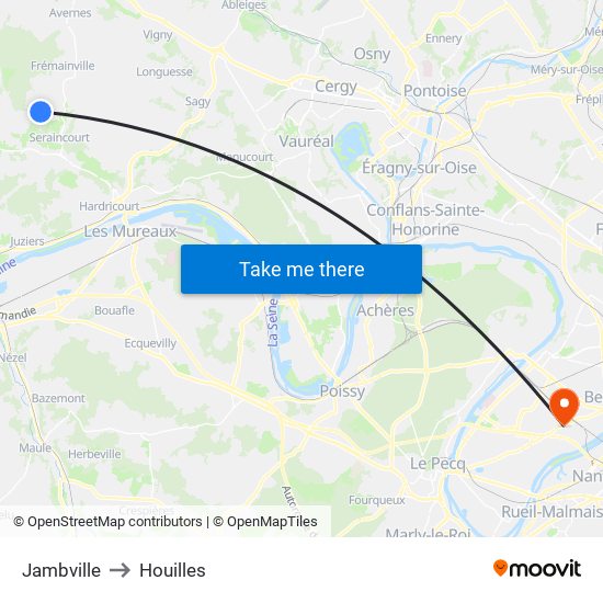 Jambville to Houilles map