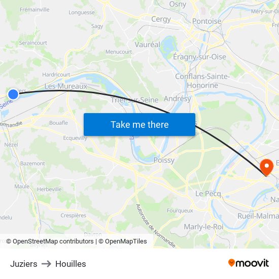 Juziers to Houilles map