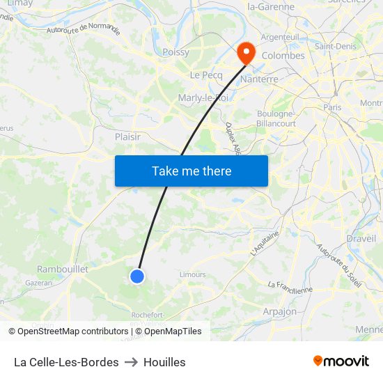La Celle-Les-Bordes to Houilles map