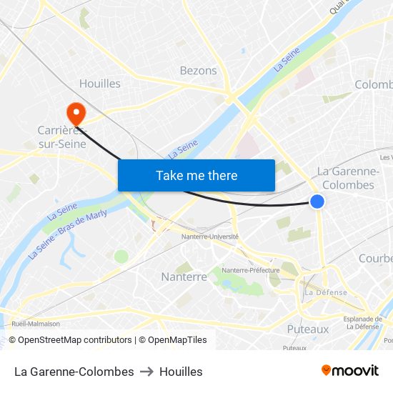 La Garenne-Colombes to Houilles map
