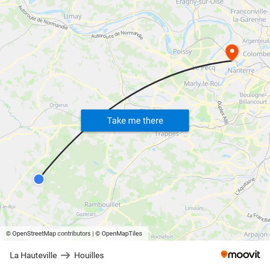 La Hauteville to Houilles map