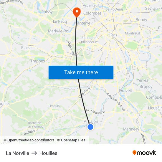 La Norville to Houilles map