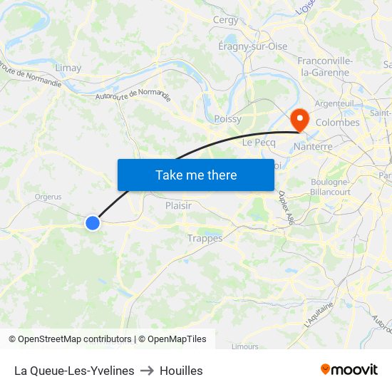 La Queue-Les-Yvelines to Houilles map