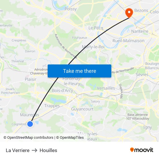 La Verriere to Houilles map