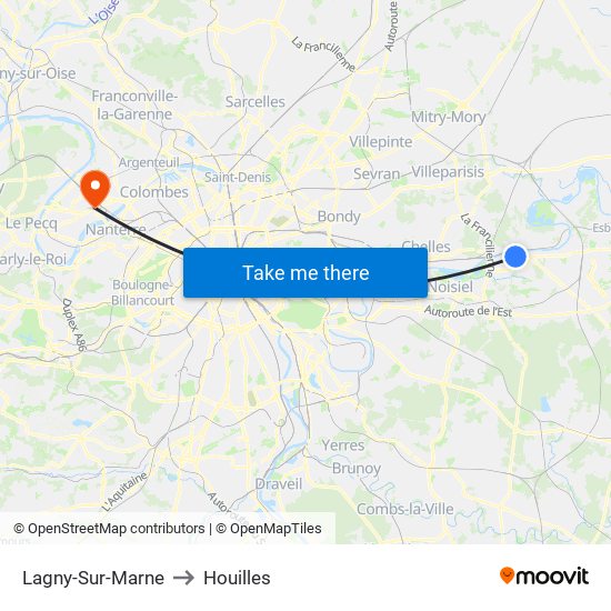 Lagny-Sur-Marne to Houilles map