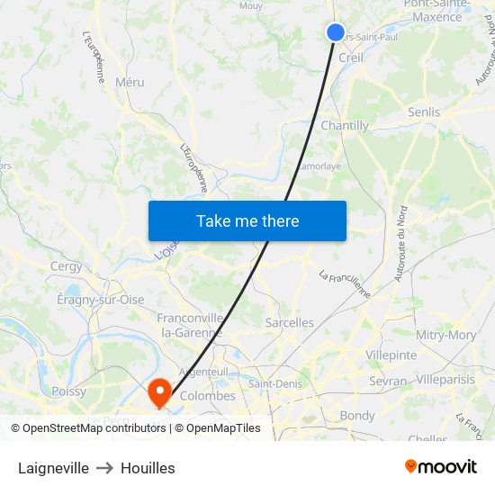 Laigneville to Houilles map