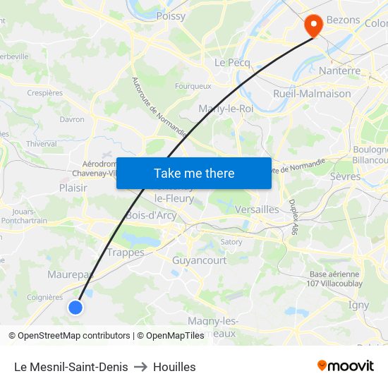 Le Mesnil-Saint-Denis to Houilles map