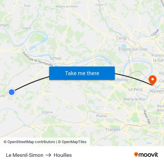 Le Mesnil-Simon to Houilles map