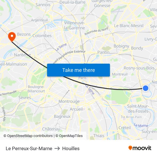 Le Perreux-Sur-Marne to Houilles map