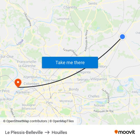 Le Plessis-Belleville to Houilles map
