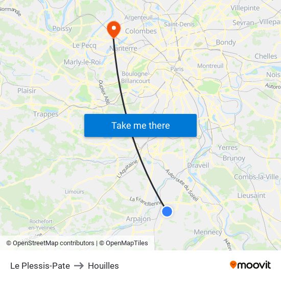 Le Plessis-Pate to Houilles map