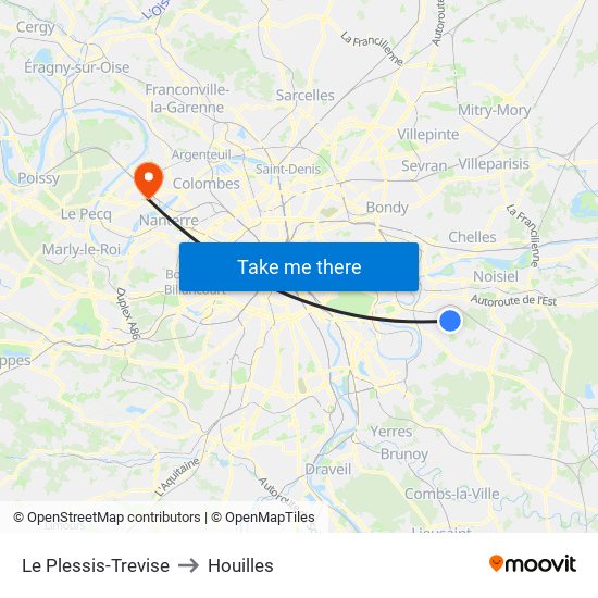 Le Plessis-Trevise to Houilles map