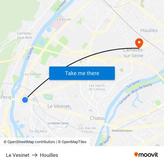 Le Vesinet to Houilles map