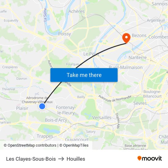 Les Clayes-Sous-Bois to Houilles map