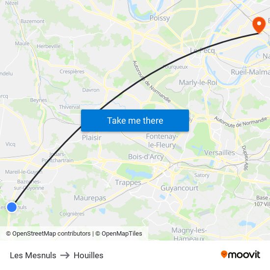 Les Mesnuls to Houilles map
