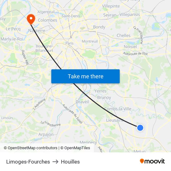 Limoges-Fourches to Houilles map