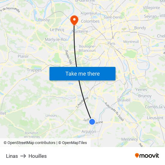 Linas to Houilles map