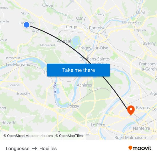 Longuesse to Houilles map