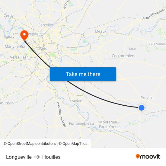 Longueville to Houilles map