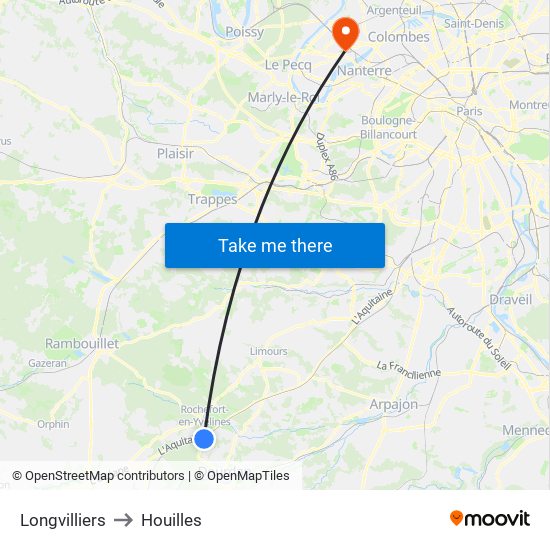 Longvilliers to Houilles map