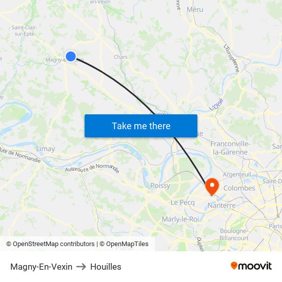 Magny-En-Vexin to Houilles map