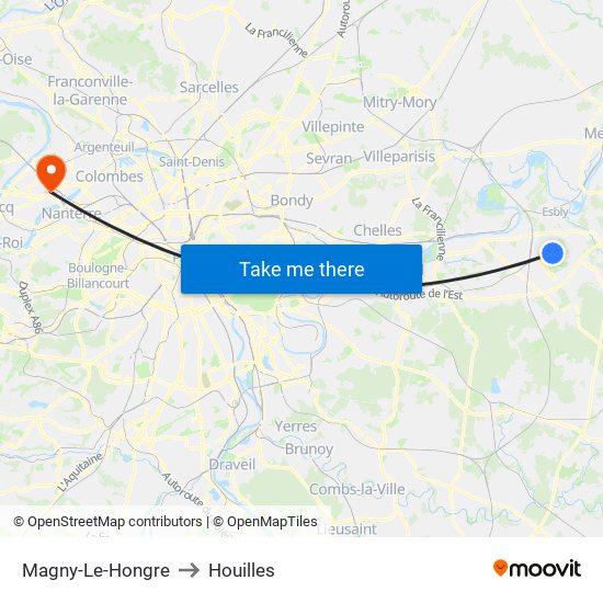 Magny-Le-Hongre to Houilles map