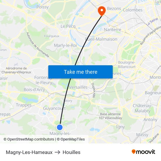 Magny-Les-Hameaux to Houilles map