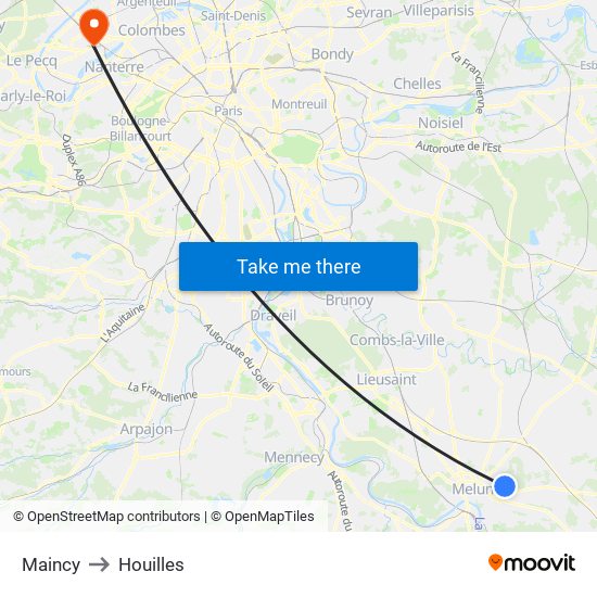 Maincy to Houilles map