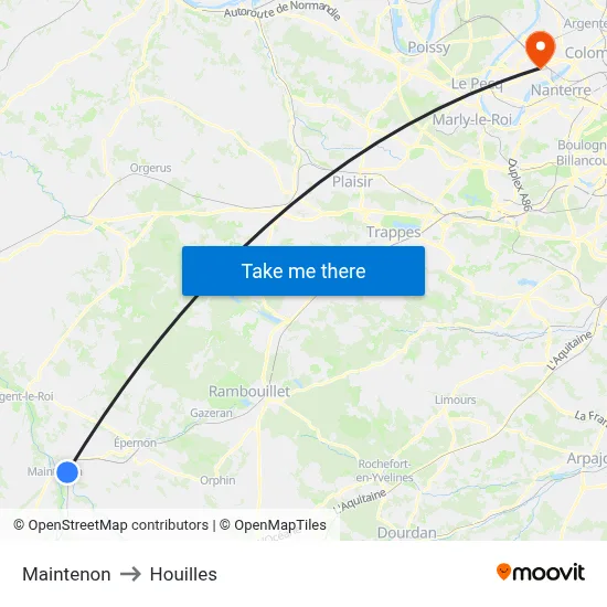 Maintenon to Houilles map