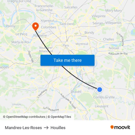 Mandres-Les-Roses to Houilles map