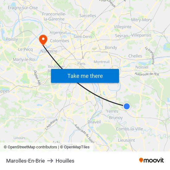 Marolles-En-Brie to Houilles map