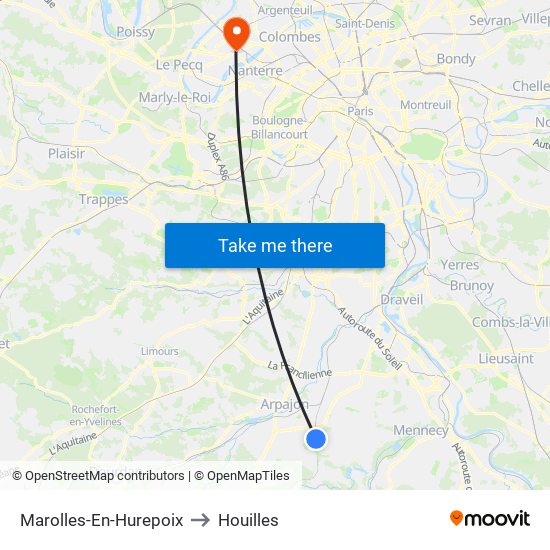 Marolles-En-Hurepoix to Houilles map