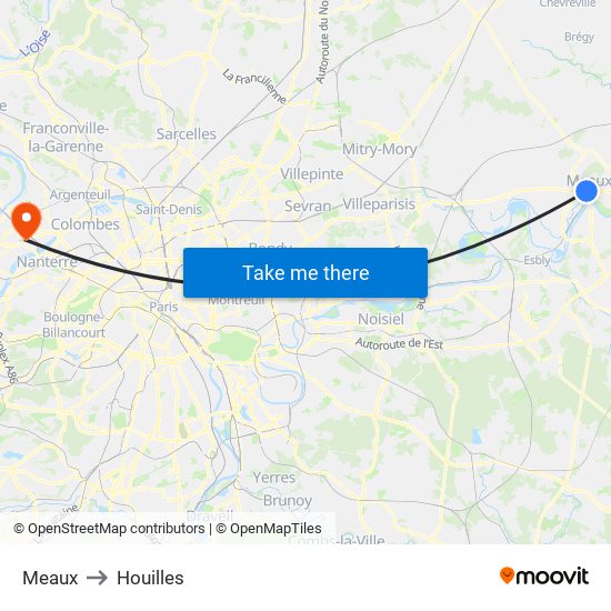Meaux to Houilles map