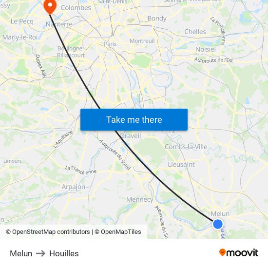 Melun to Houilles map