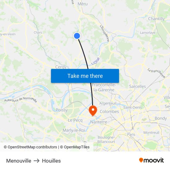 Menouville to Houilles map