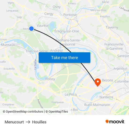 Menucourt to Houilles map