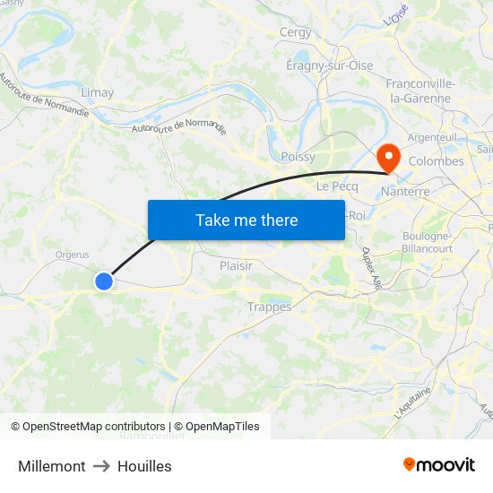 Millemont to Houilles map