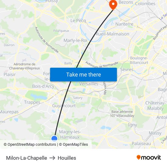 Milon-La-Chapelle to Houilles map